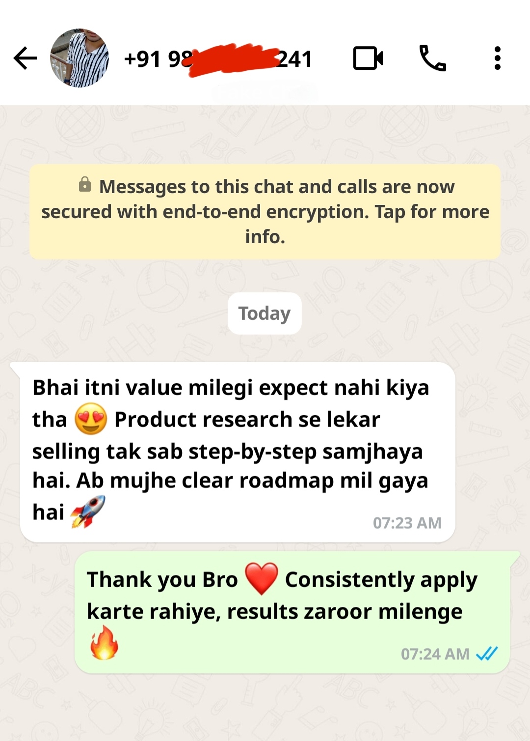 Real student review screenshot
