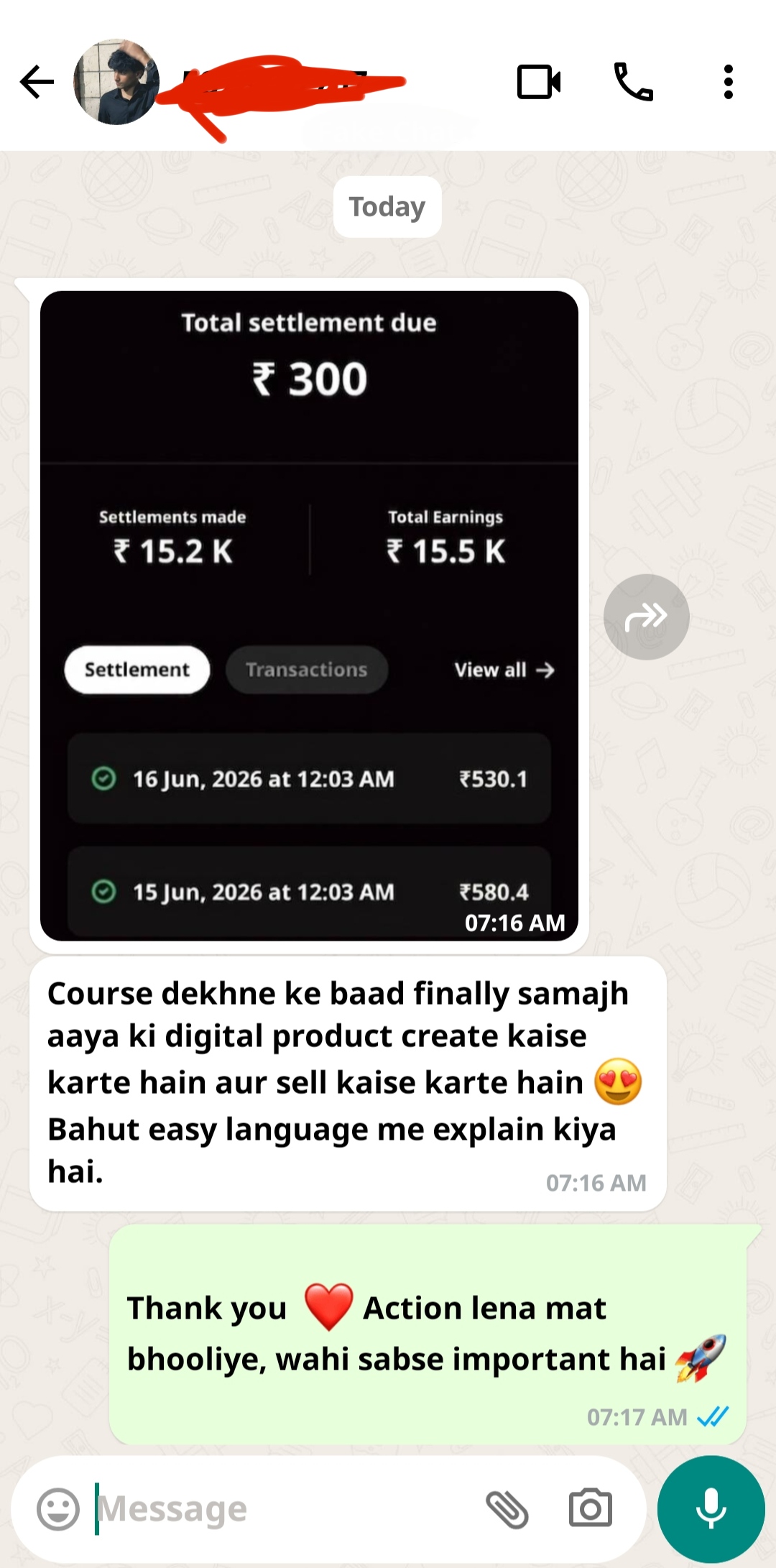 Real student review screenshot